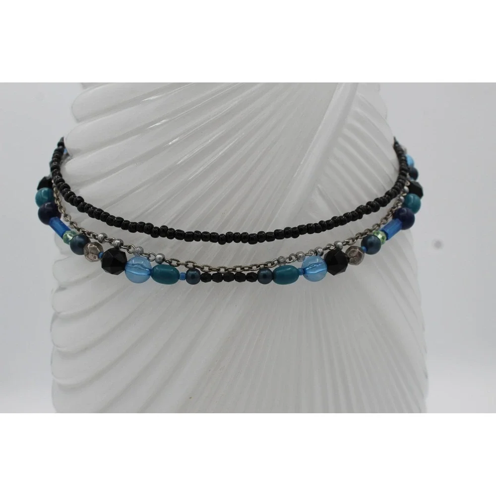 Teal Bead 3-Strand Necklace, Vintage Design House Jewelry